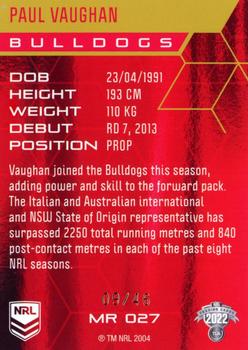 2022 NRL Elite - Mojo Ruby #MR 027 Paul Vaughan Back